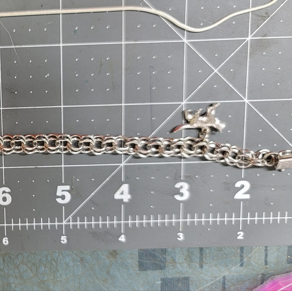 Elco double Sterling Silver charm bracelets 2 charm butterfly and cat - Picture 4 of 4